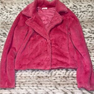 Pink Lily Vibrant Pink Teddy Jacket